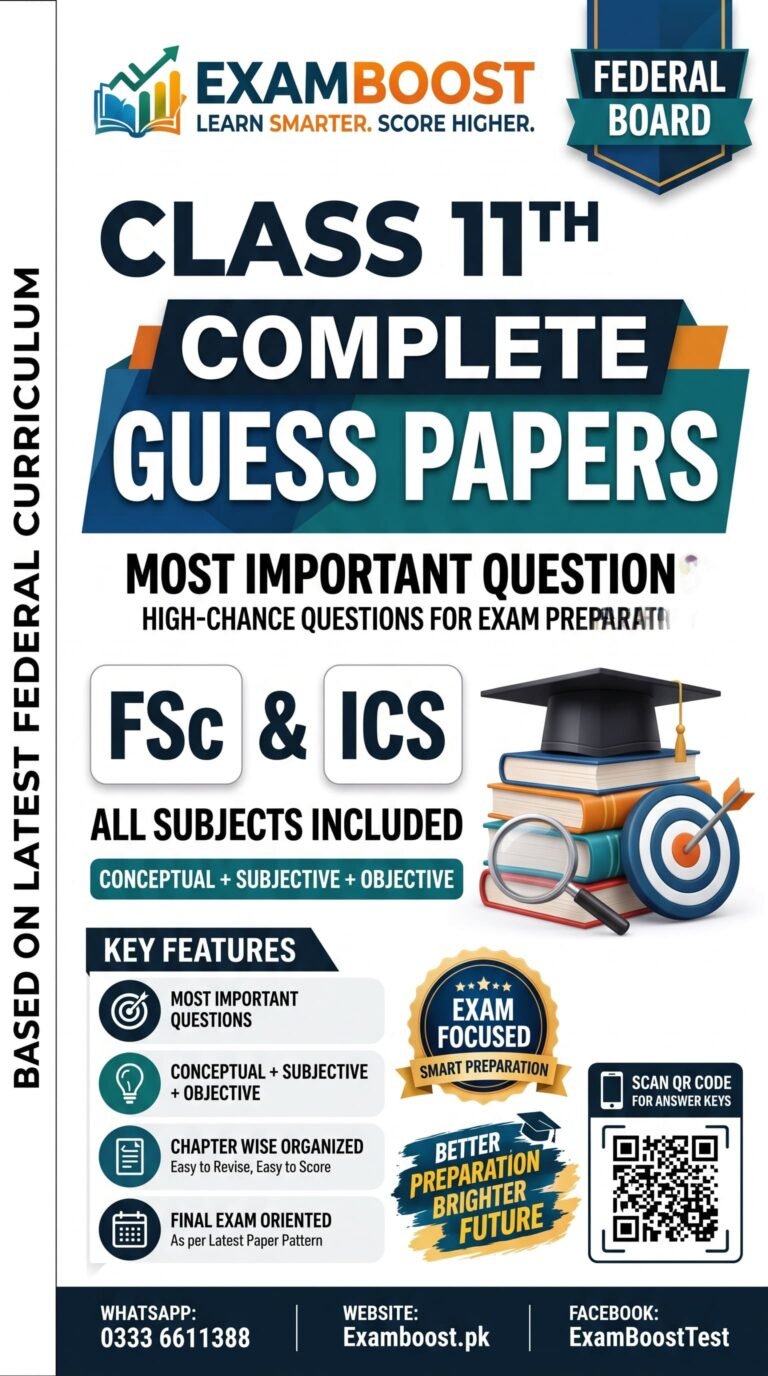 11th Class Federal Board Guess Paper FSc ICS 2027 – ExamBoost