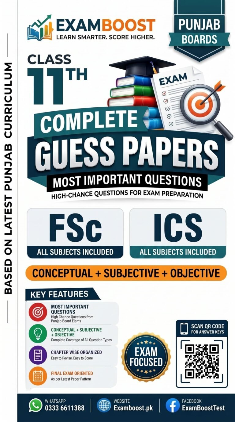 11th Class Guess Papers Punjab Boards FSc ICS 2027 – ExamBoost