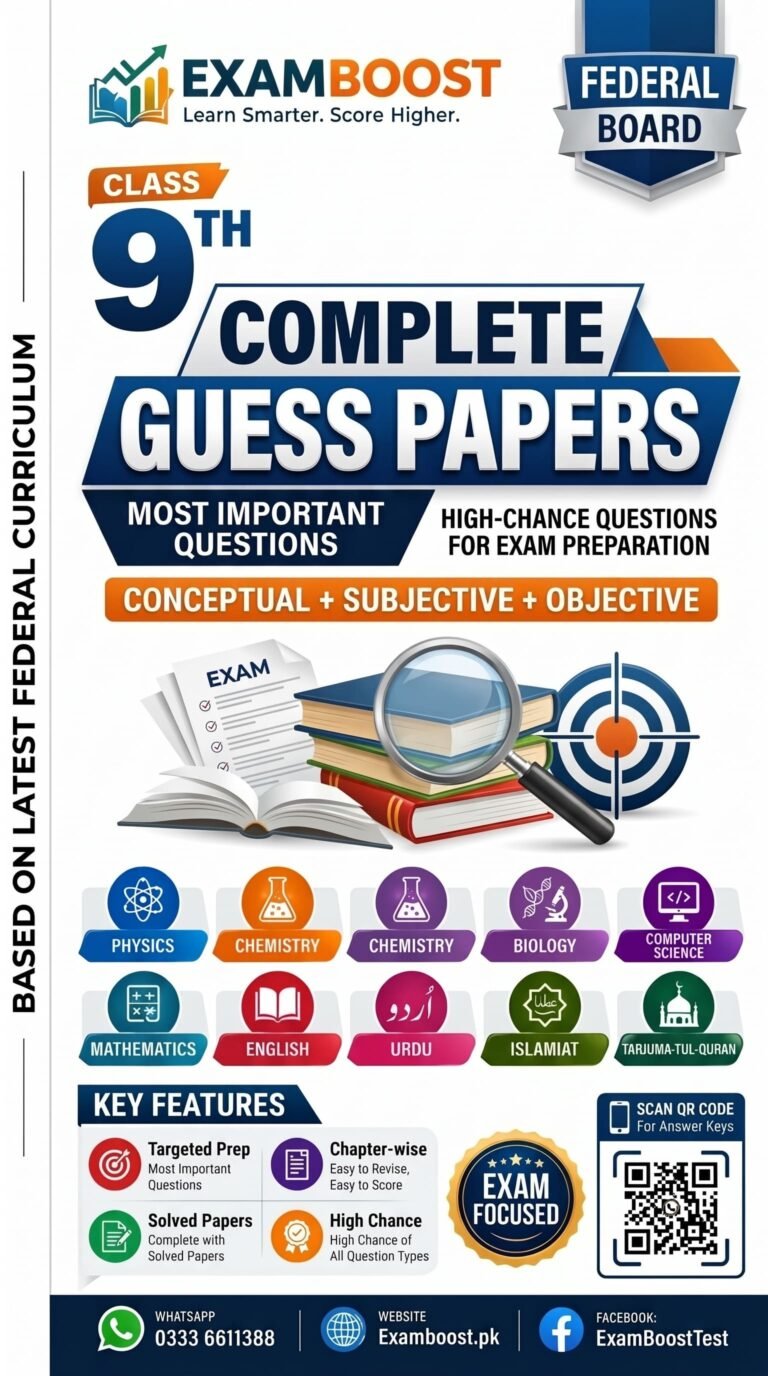 9th Class Guess Papers Federal Board 2027 – ExamBoost